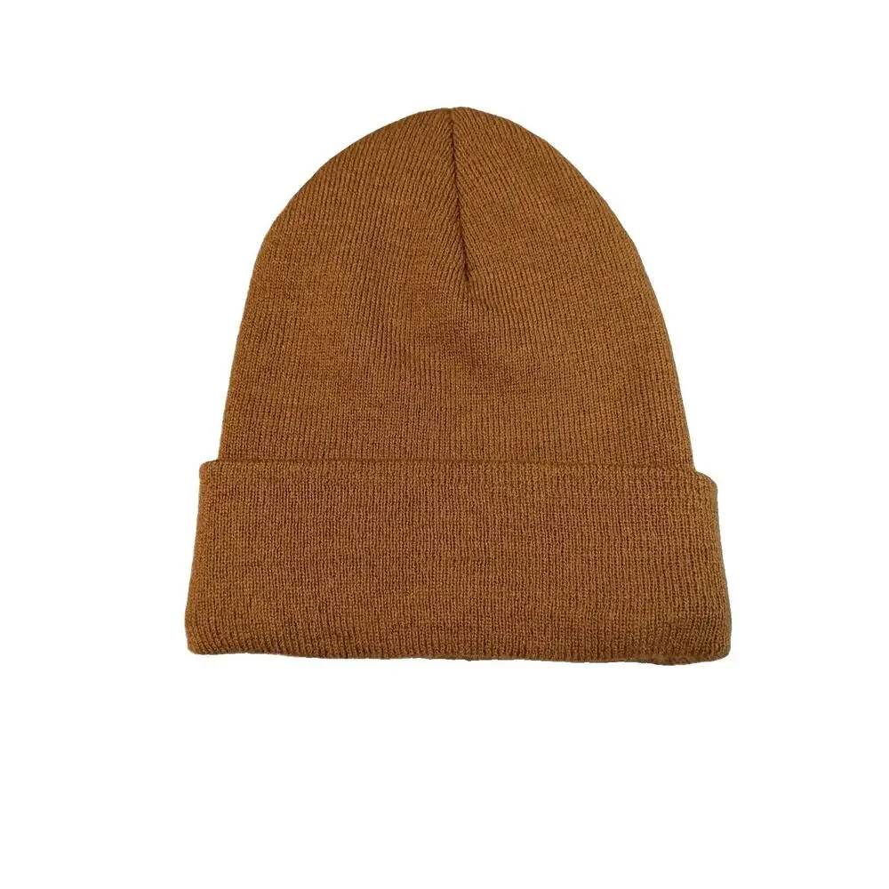 Carhartt Hat Beanie Cuffed Knit Youth One Size Brown Logo Winter Workwear Boys